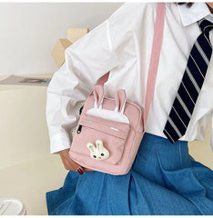 Small Square Nylon Ladies Handbag Rabbit Shoulder Bag