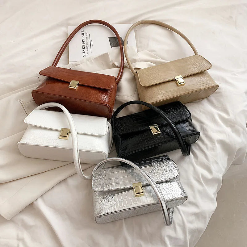 Stone Pattern Shoulder Side Bag Women Spring Leather Handbag Purse