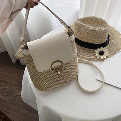 Summer Rattan Crossbody Bag Beach Travel Purse Shoulder
