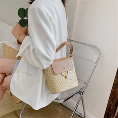 Summer Rattan Crossbody Bag Beach Travel Purse Shoulder