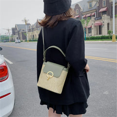 Summer Rattan Crossbody Bag Beach Travel Purse Shoulder