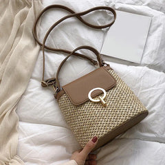 Summer Rattan Crossbody Bag Beach Travel Purse Shoulder