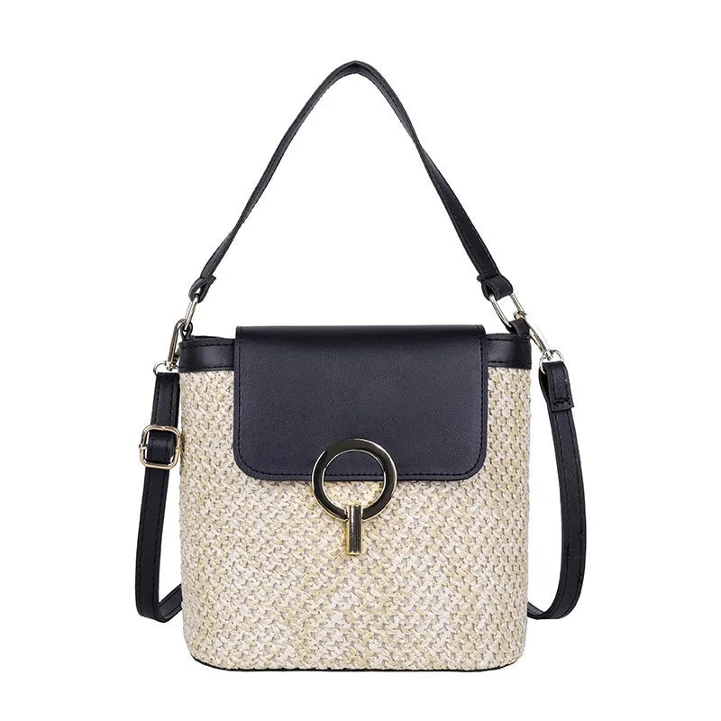 Straw Bucket Bag for Women Summer Crossbody Handbag
