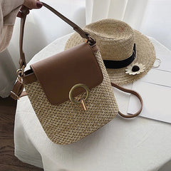 Straw Bucket Crossbody Bag for Women - Summer Travel Purse
