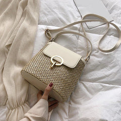 Straw Bucket Crossbody Bag for Women - Summer Travel Purse