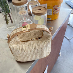 Straw Bucket Bag Women Summer Crossbody Travel Purse Handbag Shoulder Messenger