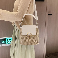 Straw Bucket Bags for Women Summer Crossbody Bags Lady Travel Purses