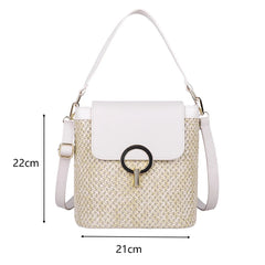 Straw Bucket Bags for Women Summer Crossbody Bags Lady Travel Purses