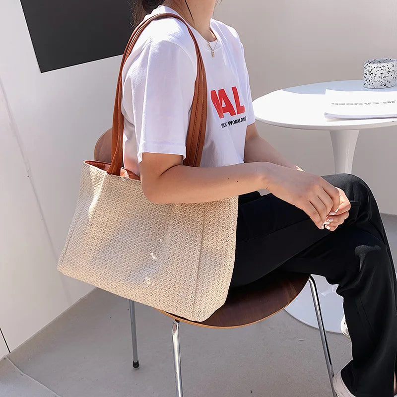 Straw Totes Bags For Women Summer Shoulder Bags Lady Purses Handbags