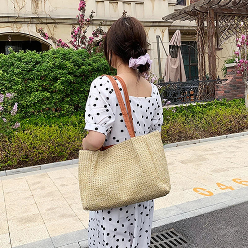 Straw Totes Bags For Women Summer Shoulder Bags Lady Purses Handbags