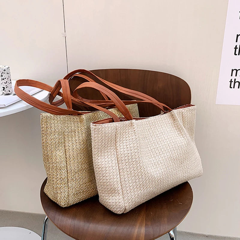 Straw Totes Bags For Women Summer Shoulder Bags Lady Purses Handbags