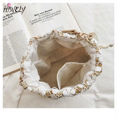 Straw Woven Bucket Bag for Women Crossbody Rattan Shoulder Bag