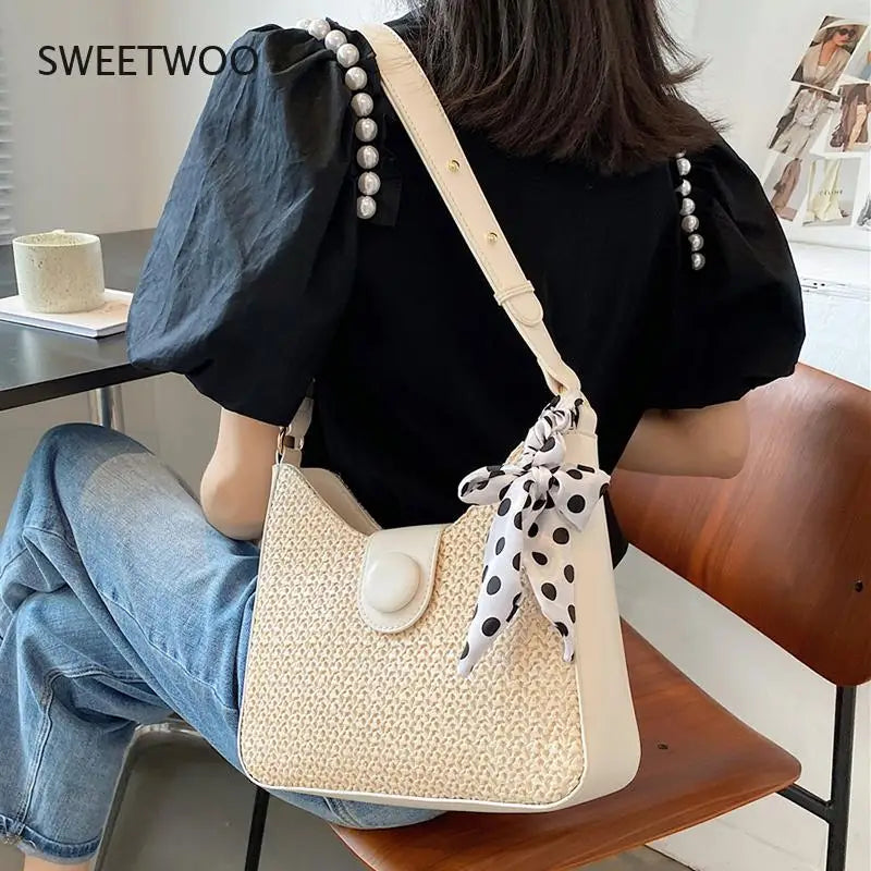Summer Straw Crossbody Bag Women Beach Purse Lady Handbag