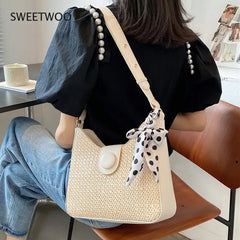 Summer Straw Crossbody Bag Women Beach Purse Lady Handbag