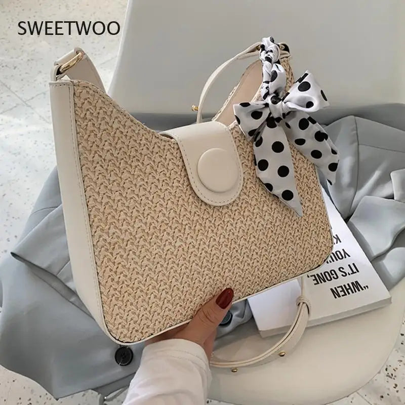 Summer Straw Crossbody Bag Women Beach Purse Lady Handbag