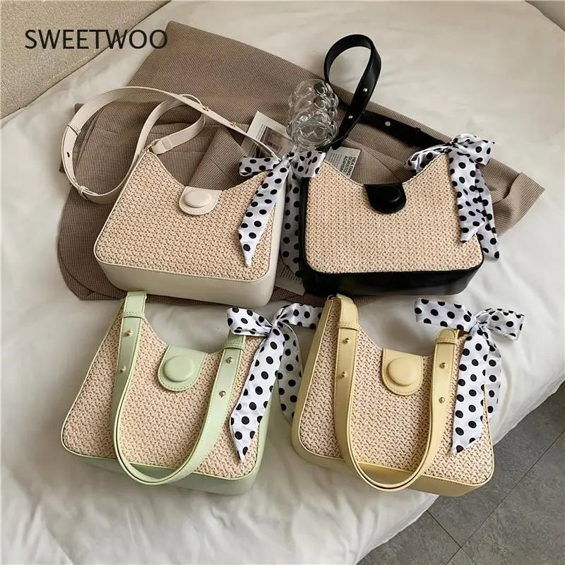 Summer Straw Crossbody Bag Women Beach Purse Lady Handbag