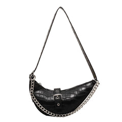 Thick Chain Leather Saddle Handbags Crossbody Bag