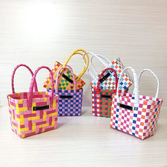 Small Kawayi Weaved Lunch Picnic Basket Harajuku Beach Carry Bag