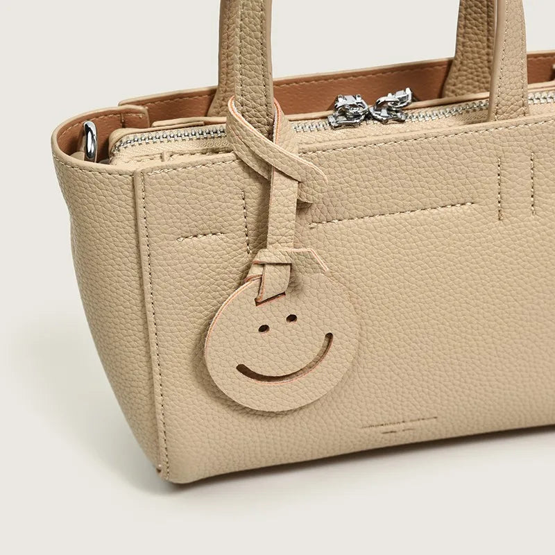 Small Tote Bag Cow Leather Smile Handbags Girls Shoulder Bags Sac A Main Femme B