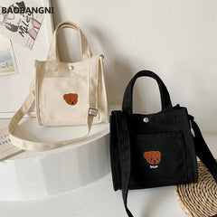 Canvas Tote Bag Women Shoulder Shopper Handbag Crossbody Satchel