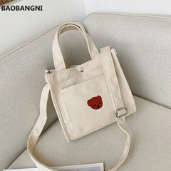 Canvas Tote Bag Women Shoulder Shopper Handbag Crossbody Satchel