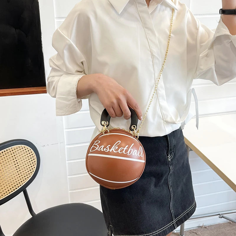 Women's Basketball Shoulder Bag Zipper Handbag Football Crossbody Bag