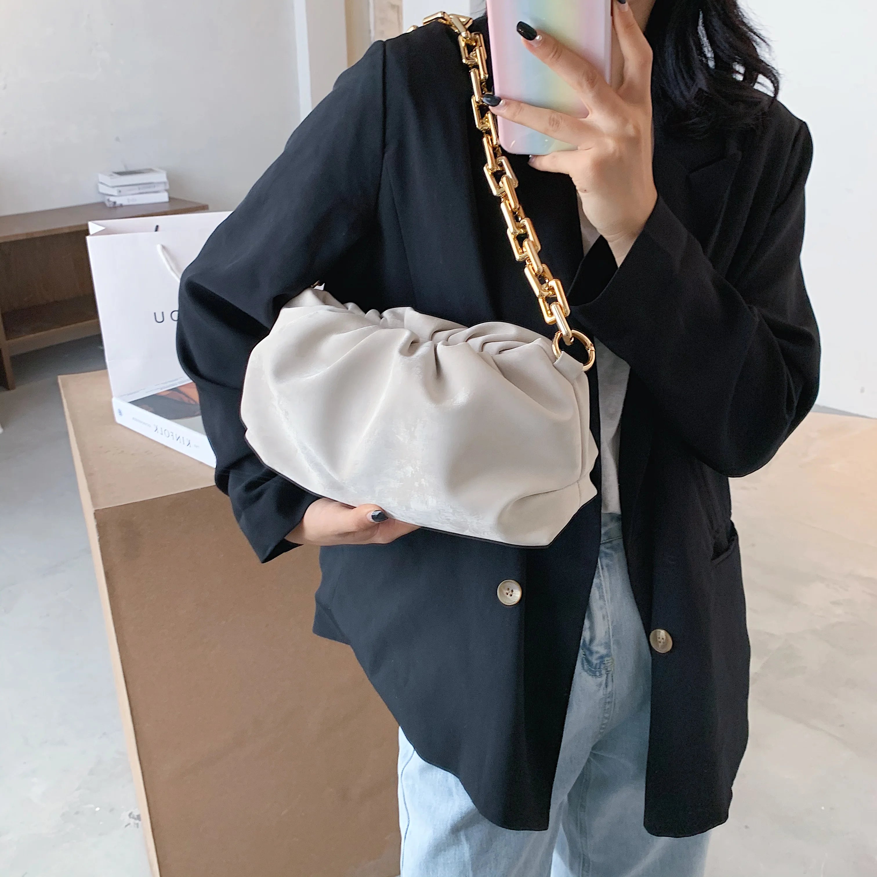 Velvet Shoulder Bag for Women Lady Handbag Party Clutch