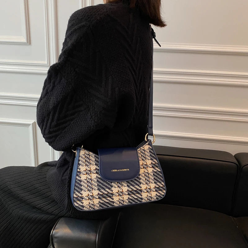 Vintage Weaving Shoulder Bag Square Messenger Crossbody Bag for Women
