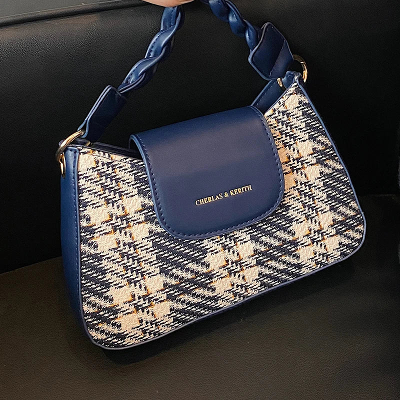 Vintage Weaving Shoulder Bag Square Messenger Crossbody Bag for Women