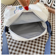 Women Canvas Shoulder Bags Cartoon Print Mini Handbags Phone Crossbody Bag