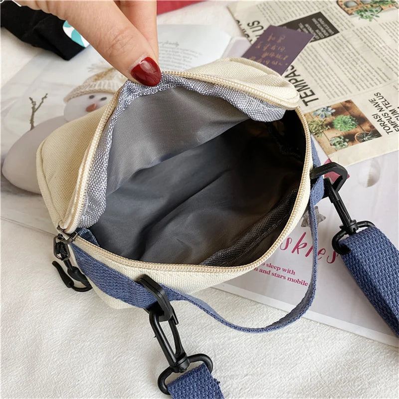 Mini Canvas Shoulder Bag Cartoon Print Crossbody Handbag for Girl