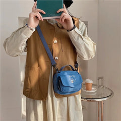 Cartoon Print Mini Canvas Shoulder Bag Girl Purse Phone Crossbody