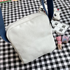 Women Canvas Shoulder Bag Cartoon Print Mini Handbag Phone Crossbody Purse