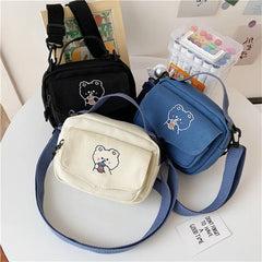 Mini Canvas Shoulder Bag Cartoon Print Crossbody Handbag for Girl