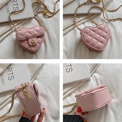 Small Women Heart Shoulder Crossbody Bag Chain Messenger Bag