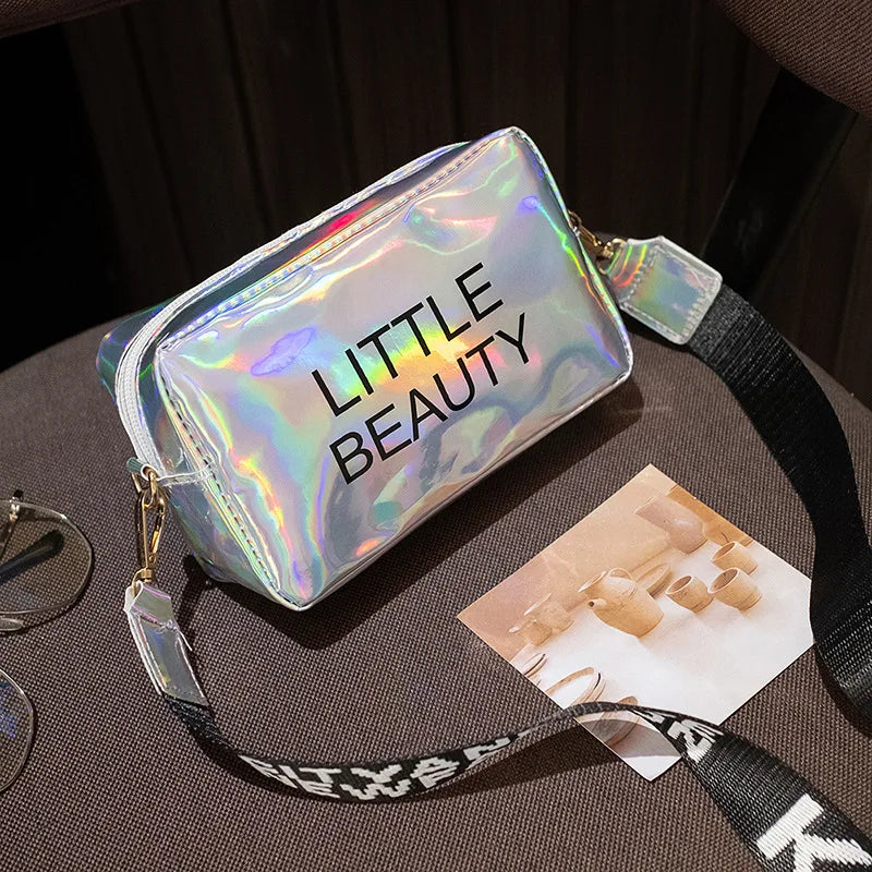 Small Women Laser Crossbody Bag PVC Jelly Small Tote Mess