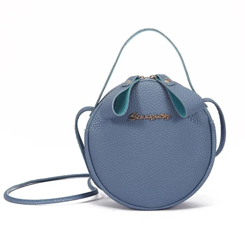 Small Round Handbag PU Leather Women's Shoulder Messenger Bag