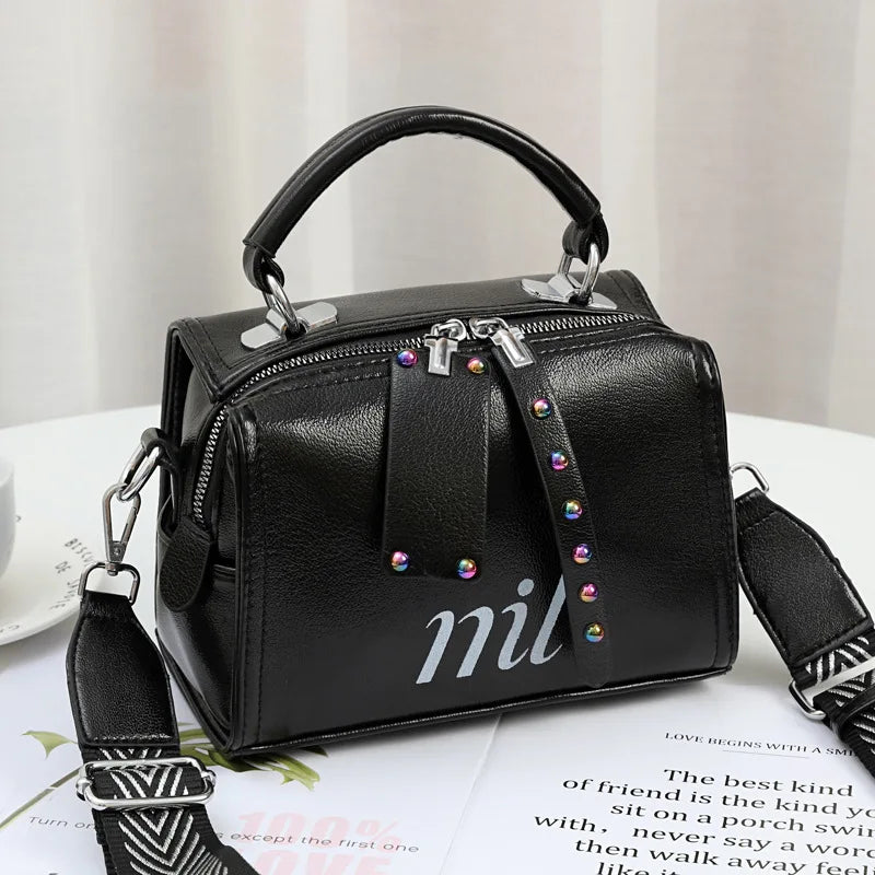 Small Women Shoulder Bag PU Leather Handbag Top Handle Barrel Satchel Crossbody