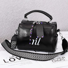 Small Women Shoulder Bag PU Leather Handbag Top Handle Barrel Satchel Crossbody