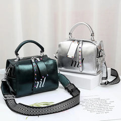 Small Women Shoulder Bag PU Leather Handbag Top Handle Barrel Satchel Crossbody