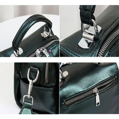Small Women Shoulder Bag PU Leather Handbag Top Handle Barrel Satchel Crossbody