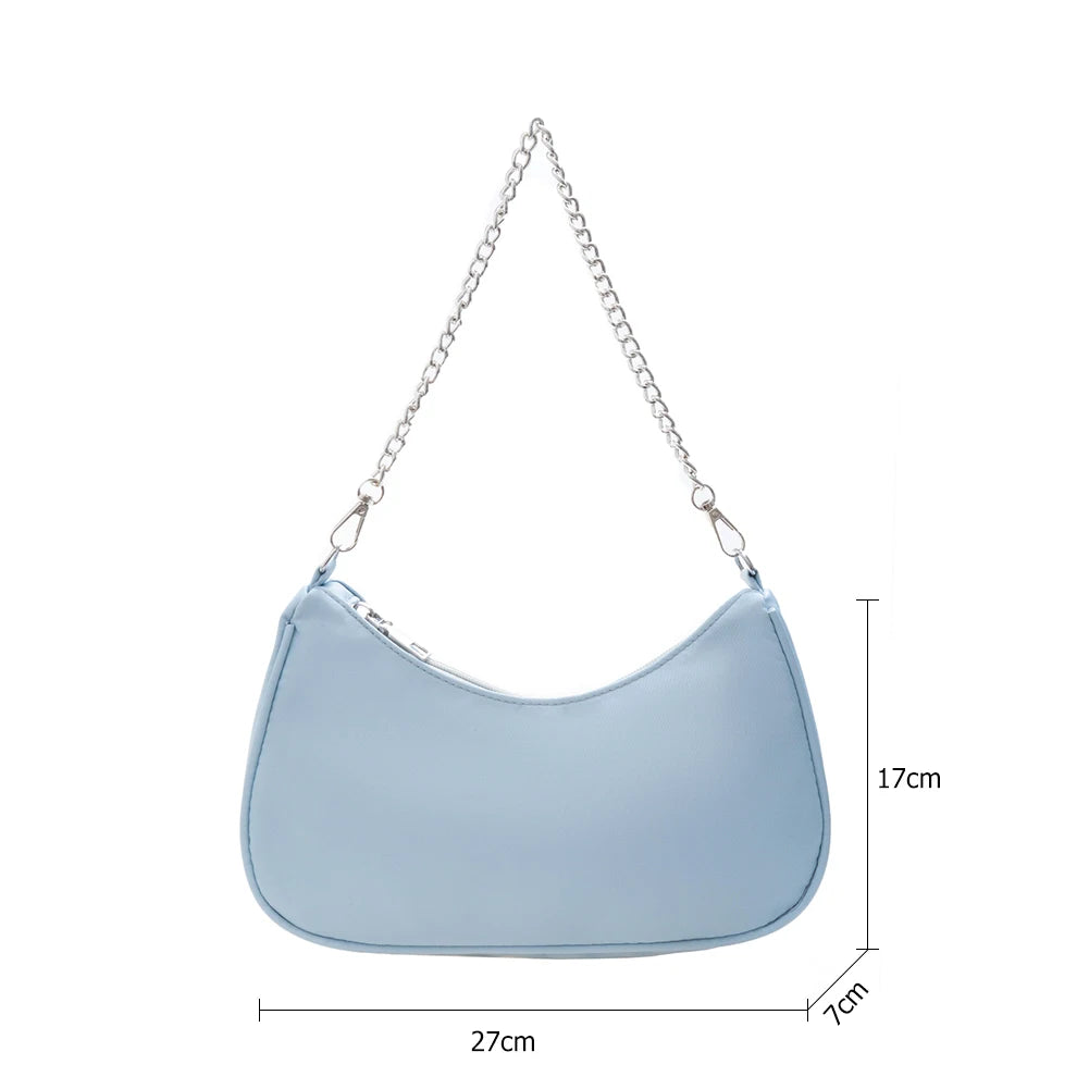 Small Women's Bag Nylon Handbag Chain Shoulder Shopper Multicolor