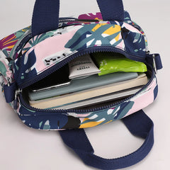 Small Women's Crossbody Bag Nylon Flower Print Shoulder Messenger Handbags