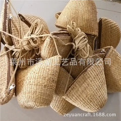 Small Yellow Straw Bag Cross-Body Bag Retro Ornament