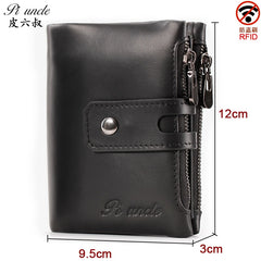 Small Zipper Leather Men Wallet Pocket Male Short Wallets