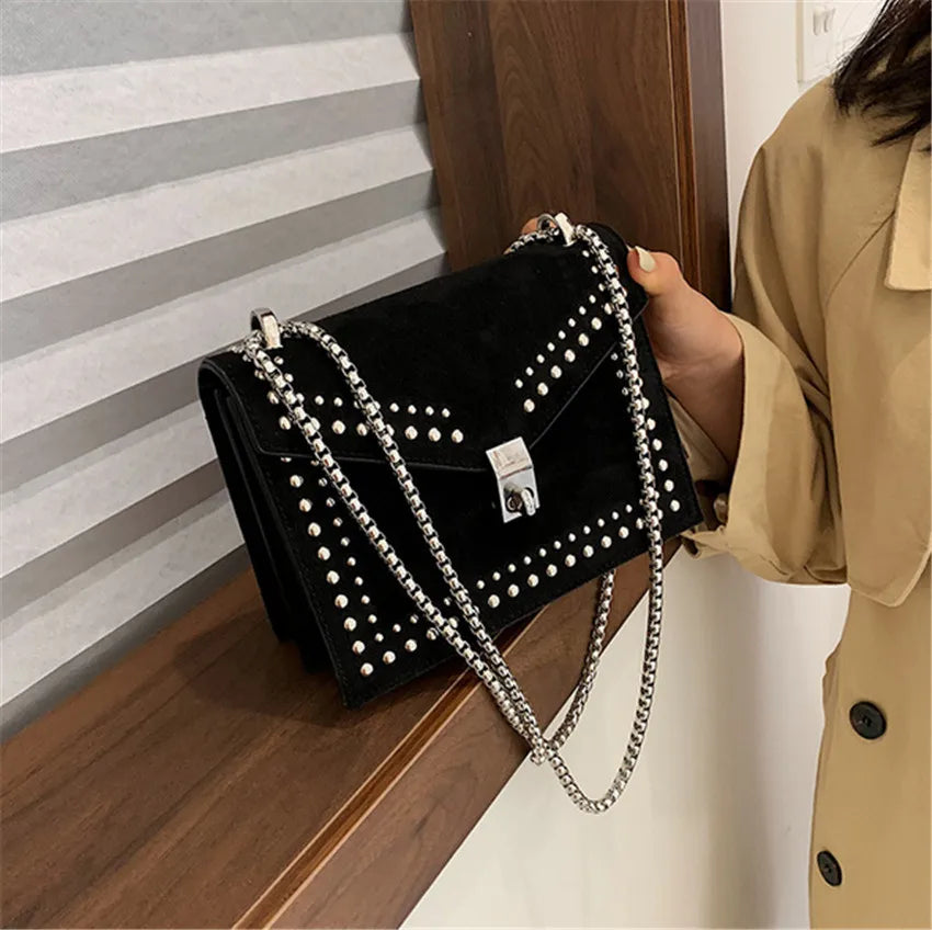 Rivet Chain Bag Shoulder Messenger Small Square Bag