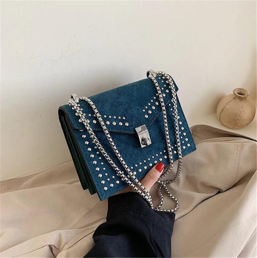Rivet Chain Bag Shoulder Messenger Small Square Bag