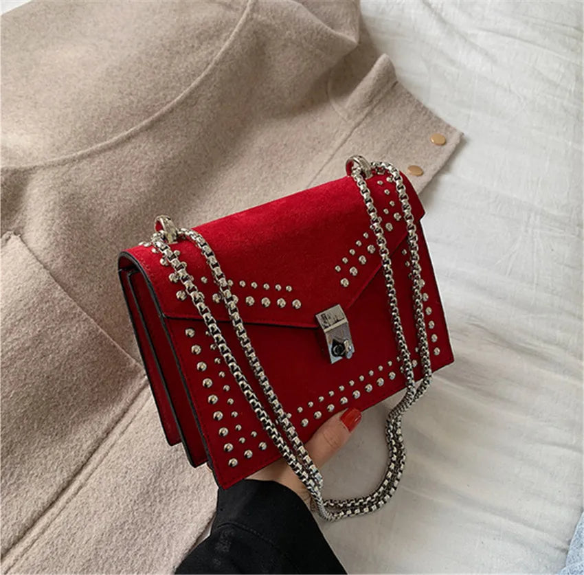 Rivet Chain Bag Shoulder Messenger Small Square Bag