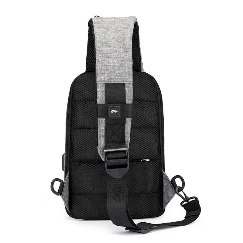 Men Messenger Bag USB Charge Waterproof Sling Chest Crossbody Bags