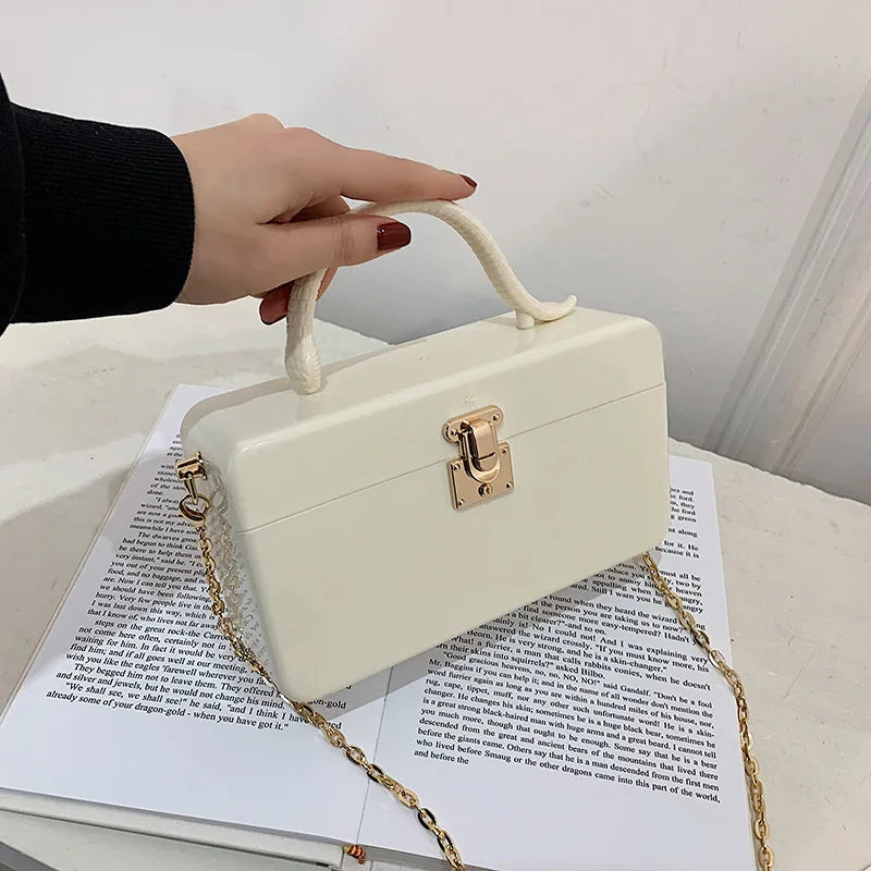 Snake Handle Evening Bags Chains Crossbody Purses Box Clutch Bag Women Party Dre